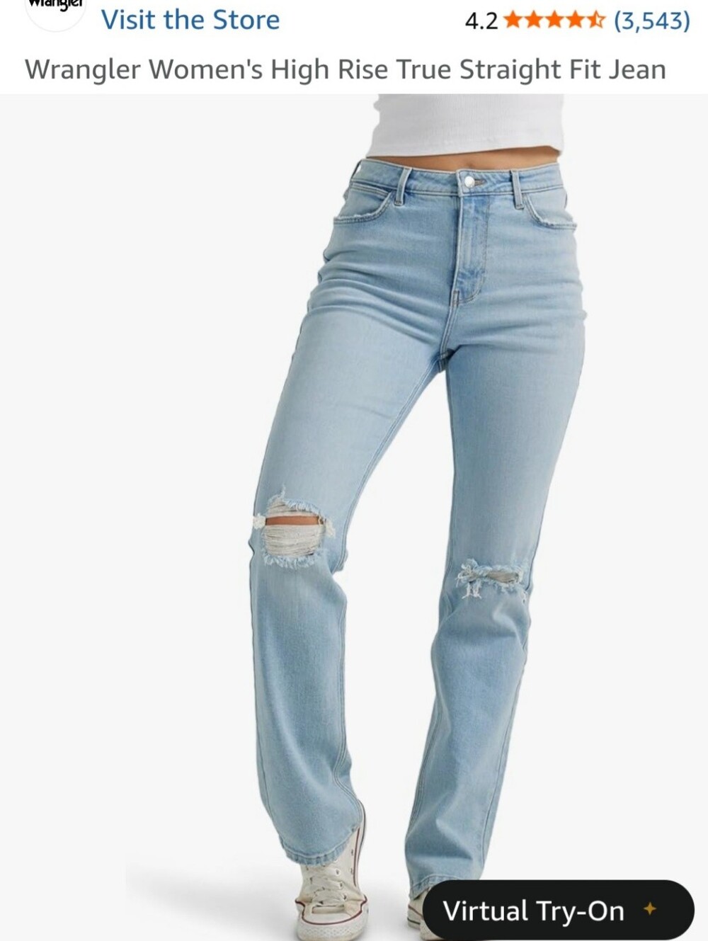 Wrangler Light Blue Boot Cut Jeans with Knee Rips